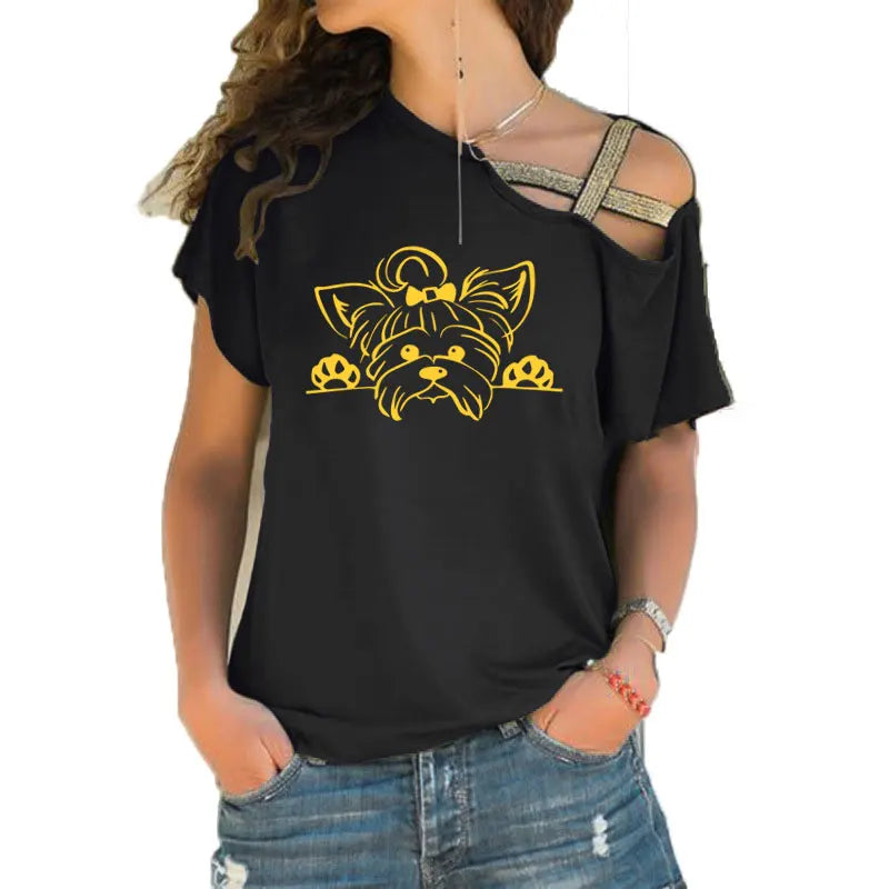 Yorkshire Terrier T-Shirt Women Cotton Short Sleeve Yorkie - House of Yorkie