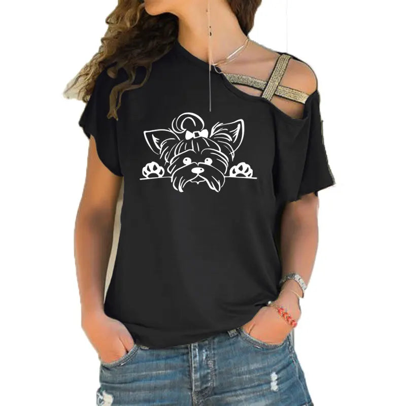 Yorkshire Terrier T-Shirt Women Cotton Short Sleeve Yorkie - House of Yorkie