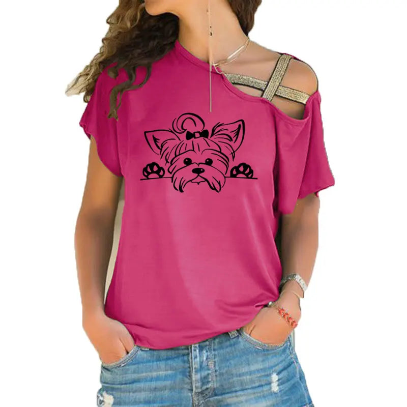 Yorkshire Terrier T-Shirt Women Cotton Short Sleeve Yorkie - House of Yorkie