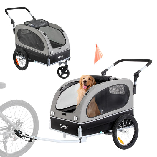 VEVOR Dog Bike Trailer 2-in-1 Pet Stroller Cart W/Quick Release Wheels Collapsible Trailer Universal Bicycle Coupler/Reflectors - House of Yorkie