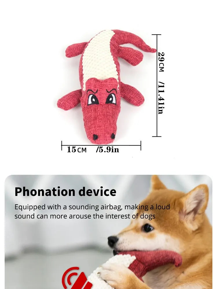 Pet Chew Toys Interactive Cartoon Animal Plush Alligator Shape Dog Sound Toy Gnawing Grinding Teeth Training Supplies - House of Yorkie