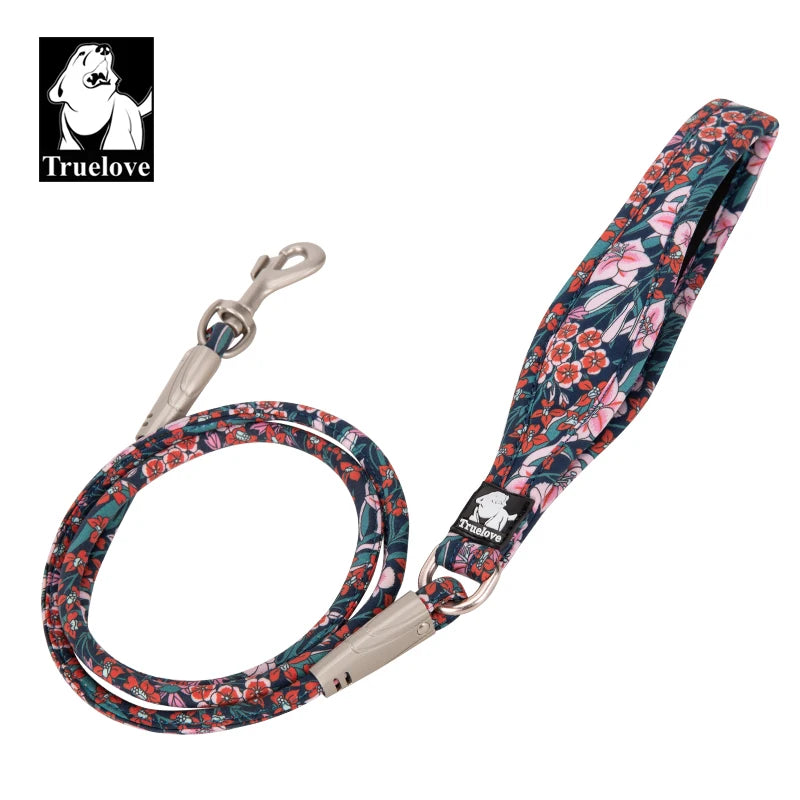 Truelove Pet Leash Floral Rope Leash for Dog and Cat Neoprene Padded Handle 100% Cotton Fabric Zinc-alloy Hook Outdoors TLL2573 - House of Yorkie