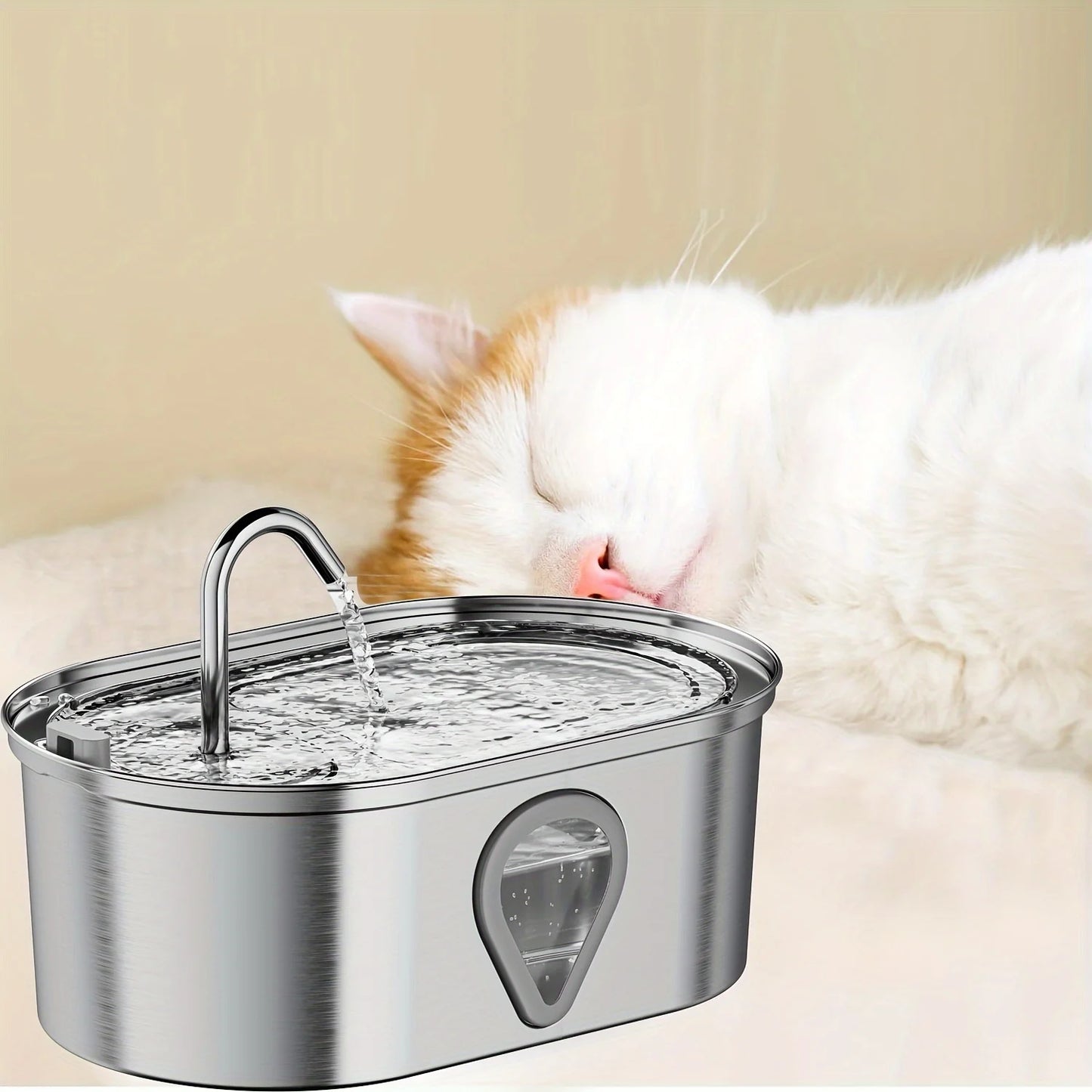 3.5L large capacity pet water dispenser automatic stainless steel cat water fountain with LED Lighting - House of Yorkie