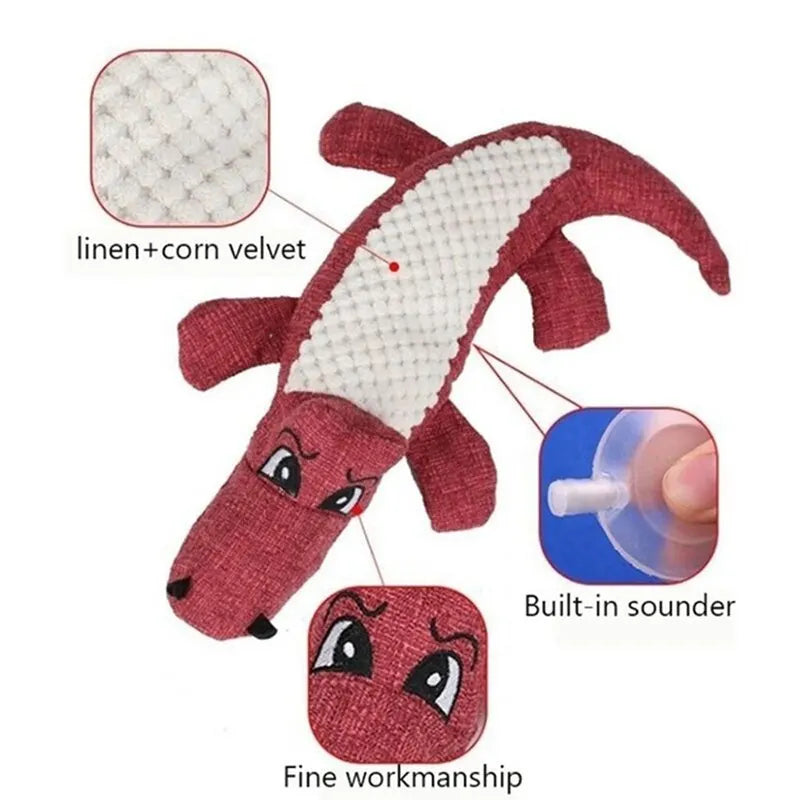 Pet Chew Toys Interactive Cartoon Animal Plush Alligator Shape Dog Sound Toy Gnawing Grinding Teeth Training Supplies - House of Yorkie