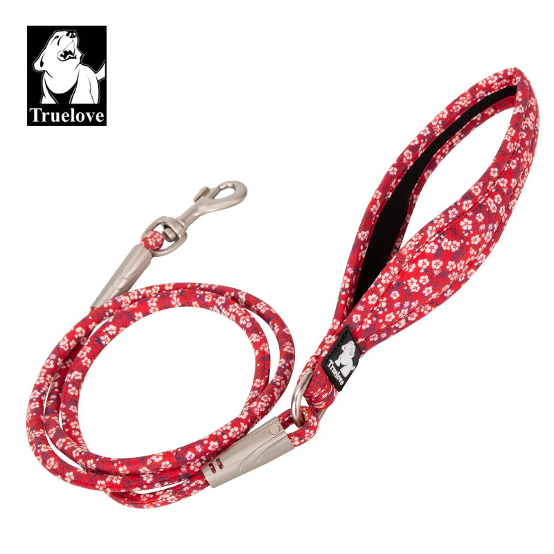 Truelove Pet Leash Floral Rope Leash for Dog and Cat Neoprene Padded Handle 100% Cotton Fabric Zinc-alloy Hook Outdoors TLL2573 - House of Yorkie