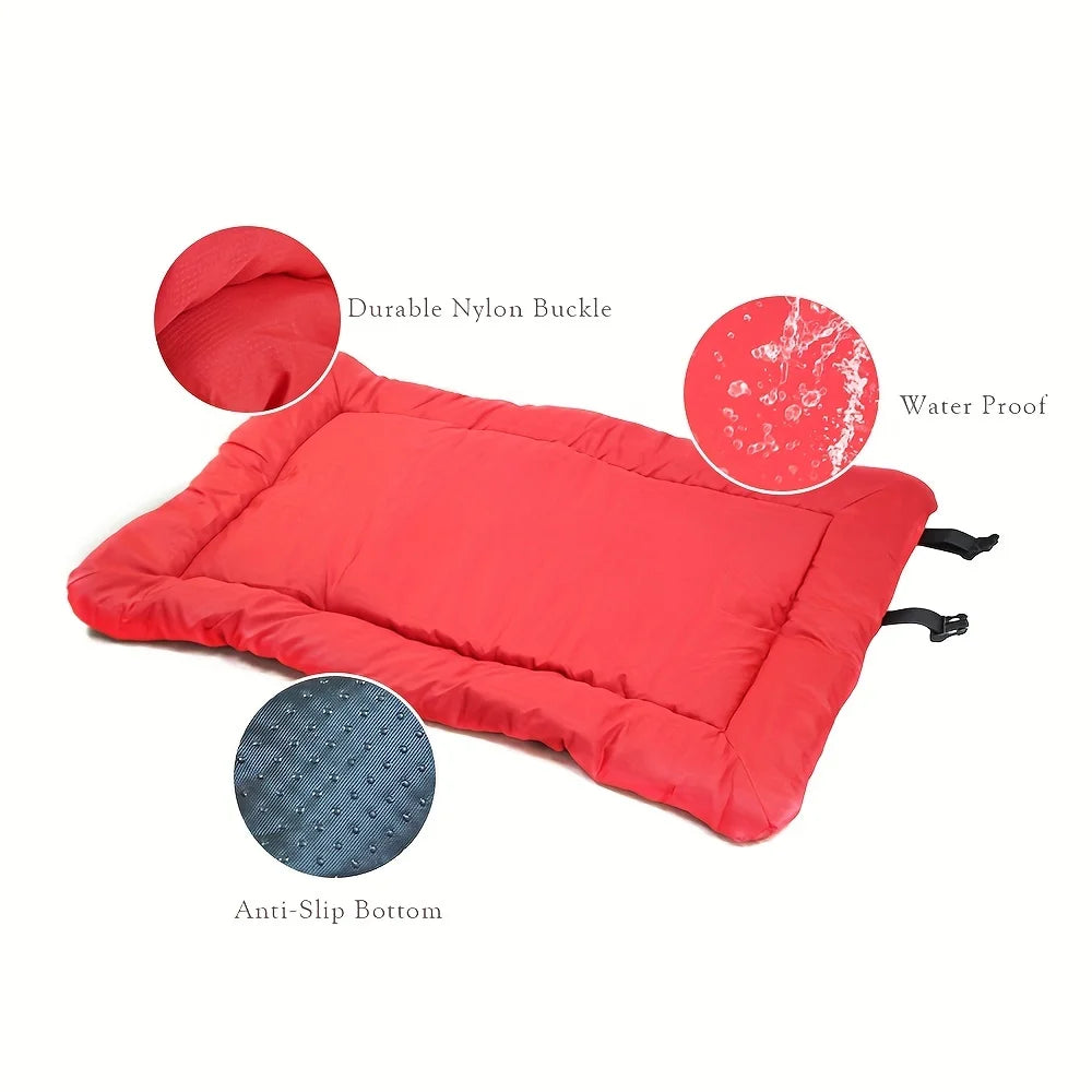 Pet Bed Cushion Washable Dog Outdoor Mattress Pad Red Blue Grey - House of Yorkie