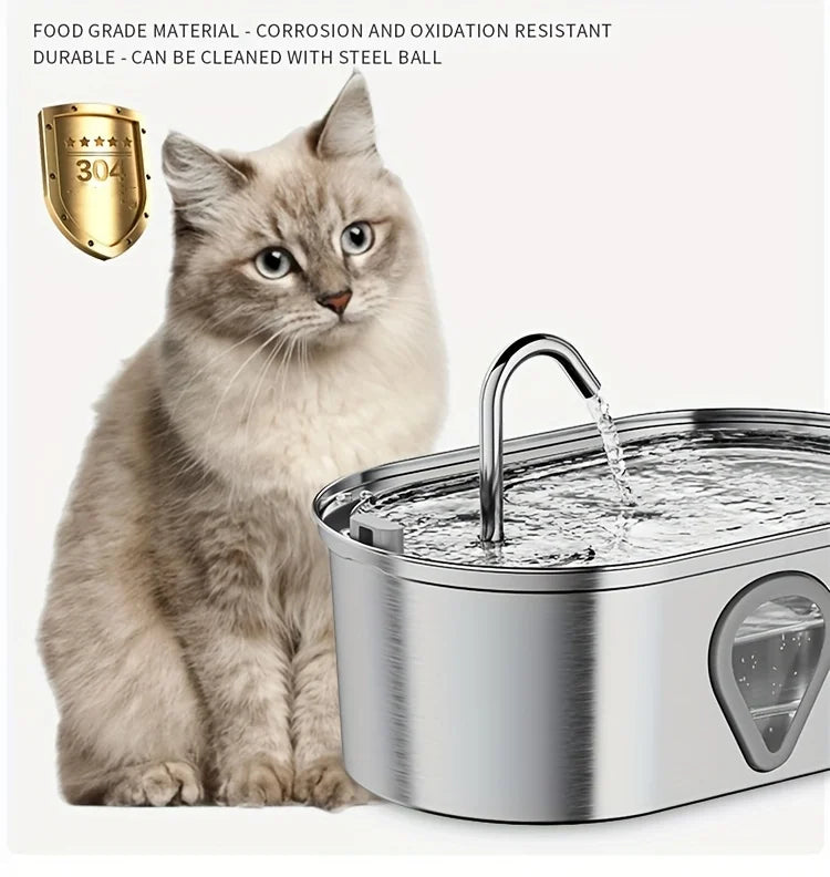 3.5L large capacity pet water dispenser automatic stainless steel cat water fountain with LED Lighting - House of Yorkie