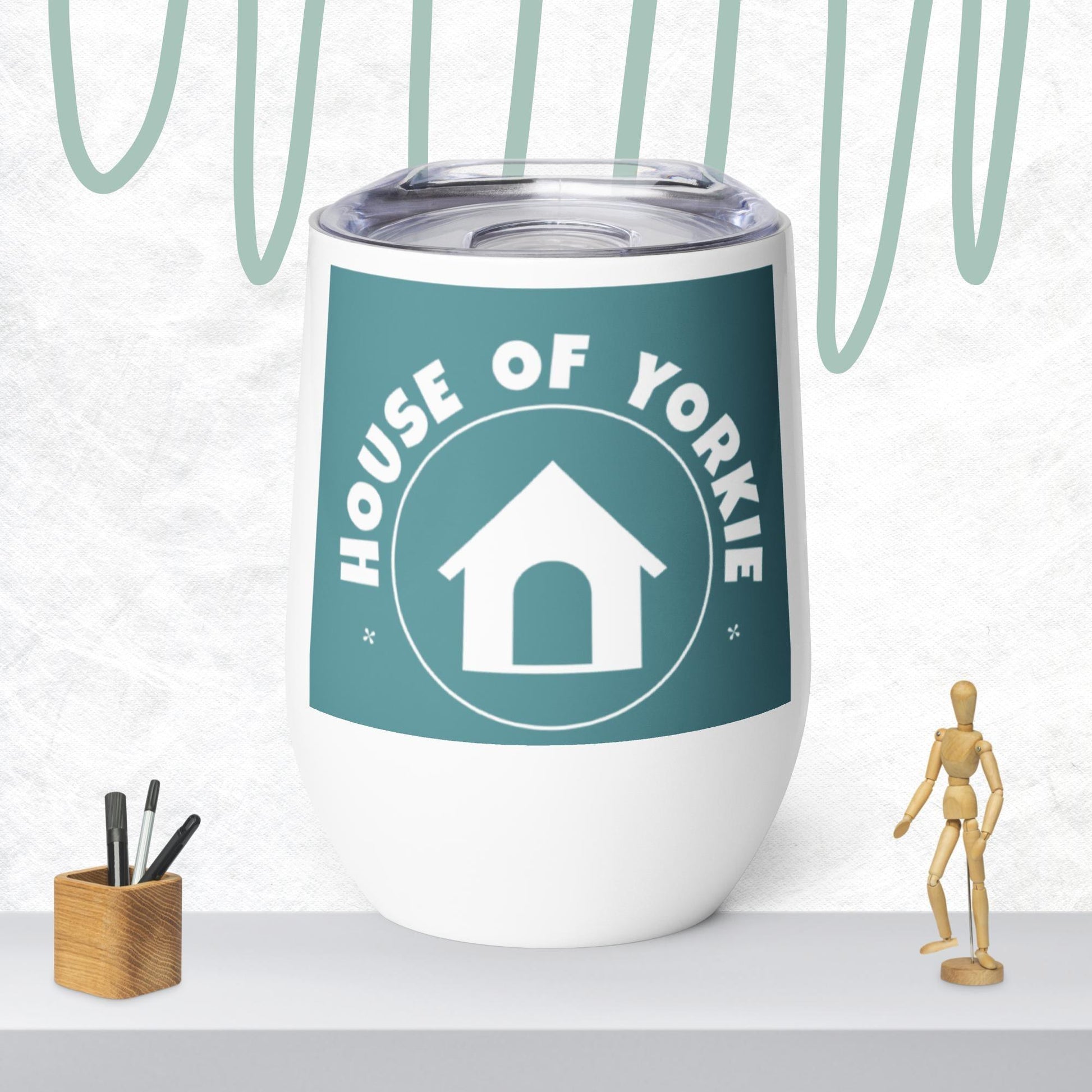 House of Yorkie White tumbler cup with lid - House of Yorkie