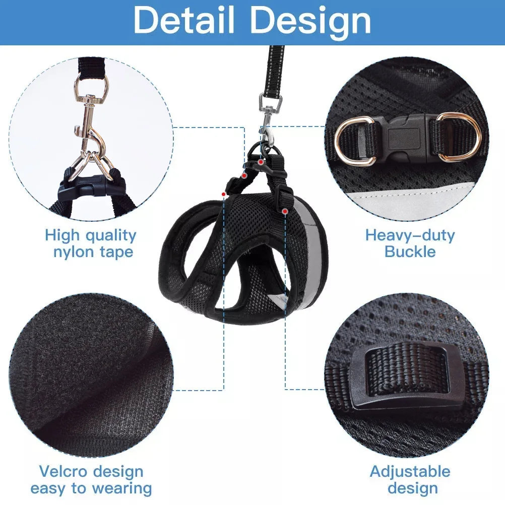 Breathable Harness And Leash - Escape Proof