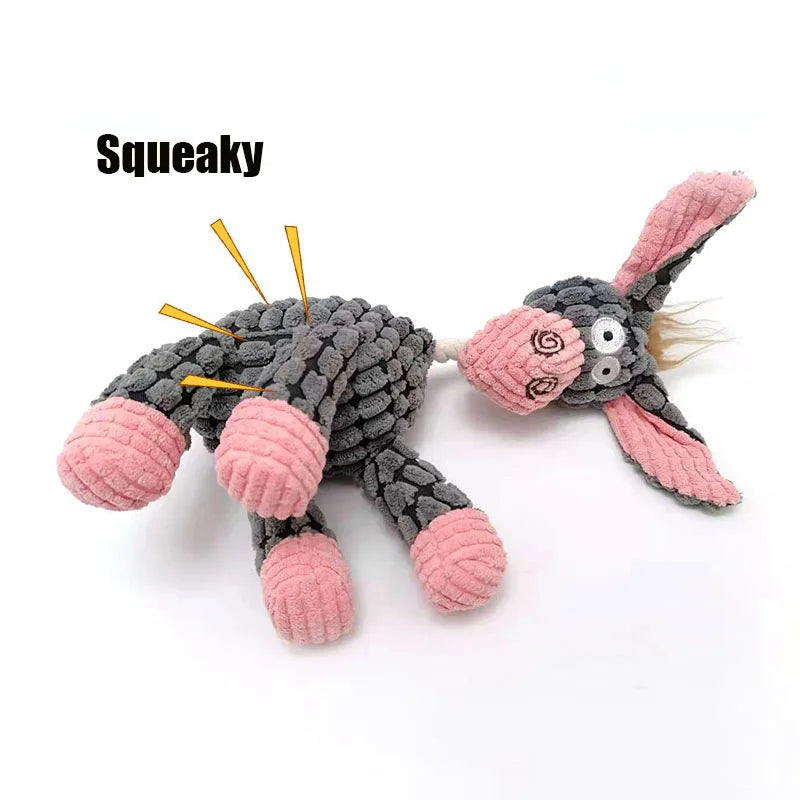 Dog Toy Donkey -Corduroy Chew Toy For Dogs Puppy with Squeaker