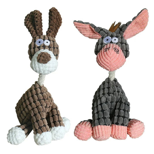 Dog Toy Donkey -Corduroy Chew Toy For Dogs Puppy with Squeaker