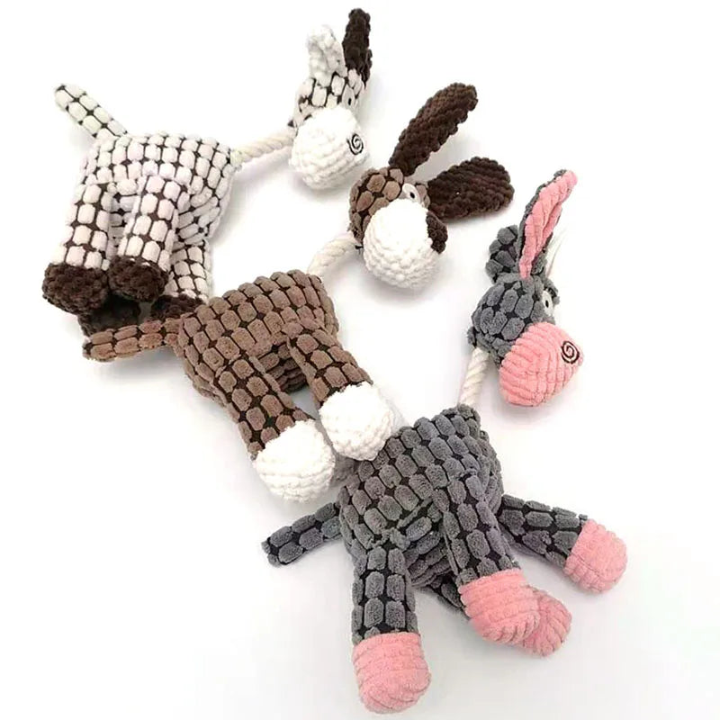 Dog Toy Donkey -Corduroy Chew Toy For Dogs Puppy with Squeaker