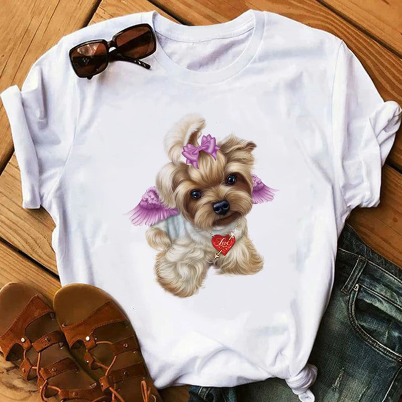 2024 Small Dog Designs Womens T-shirt Yorkshire Terrier, Yorkie,