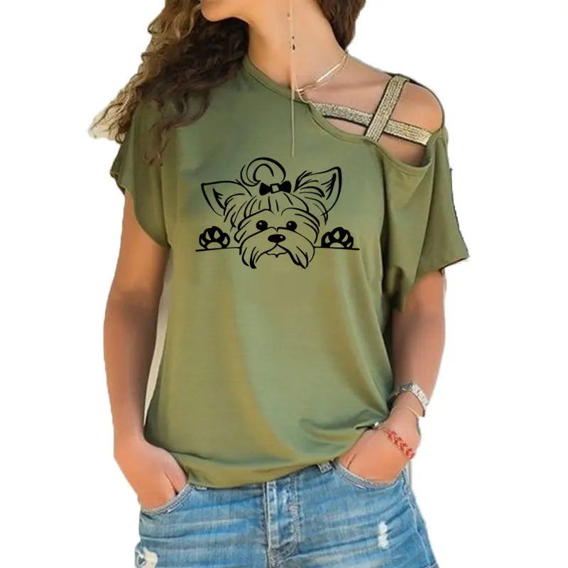 Yorkshire Terrier T-Shirt Women Cotton Short Sleeve Yorkie