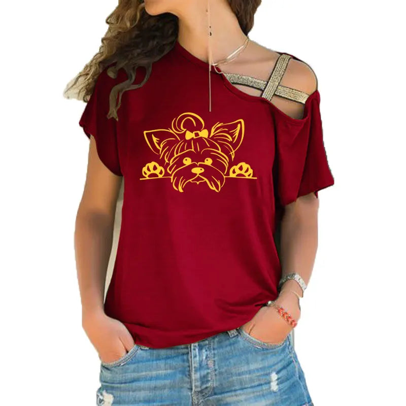 Yorkshire Terrier T-Shirt Women Cotton Short Sleeve Yorkie