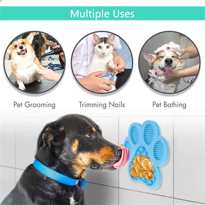 Dog Licking Mat for Anxiety Peanut Butter Slow Feeder Dog Bowls Dog Licking Pad with Strong Suction to Wall for Dog Training