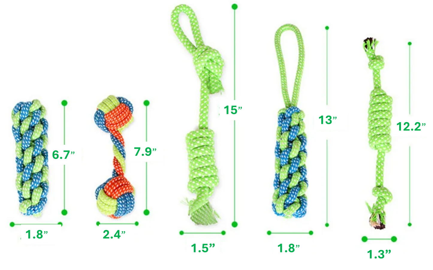 Bundled Dog Rope Toy Sets - for small dogs to chew, play fetch and tug