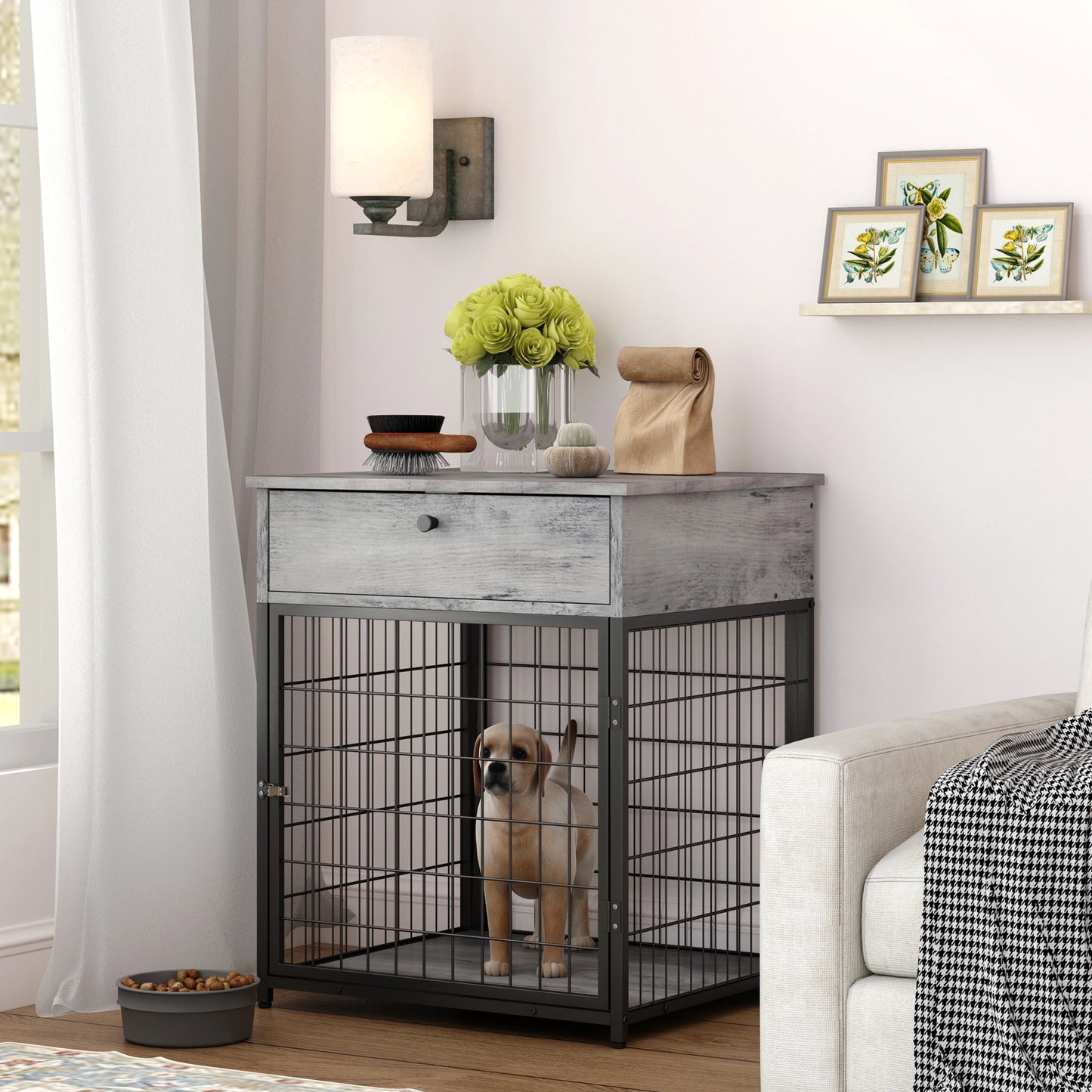 Wooden Dog Kennel / Crate End Table, Nightstand