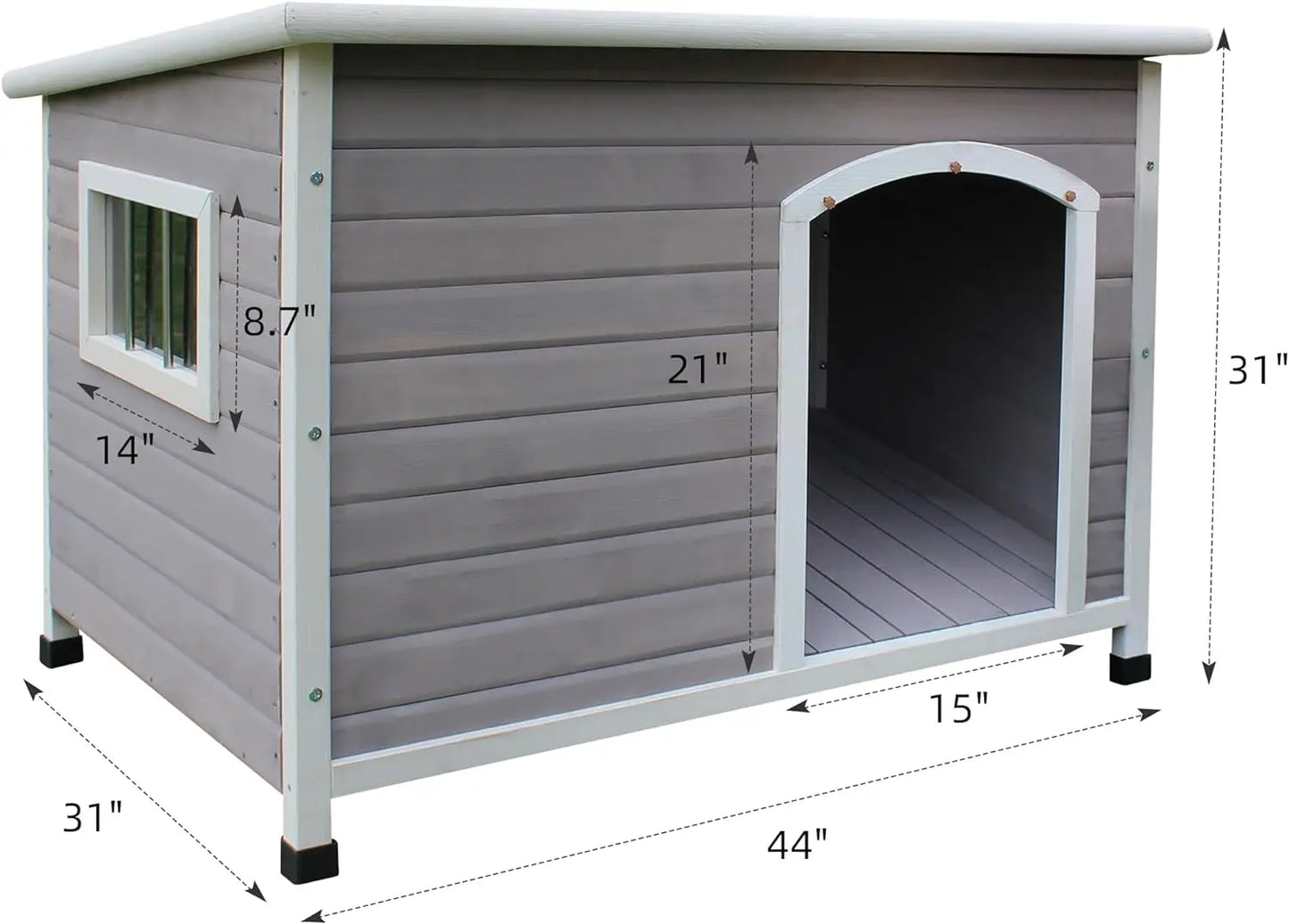 Cozy Haven 44" Wood Dog House for Indoor or Outdoor Use, Weatherproof