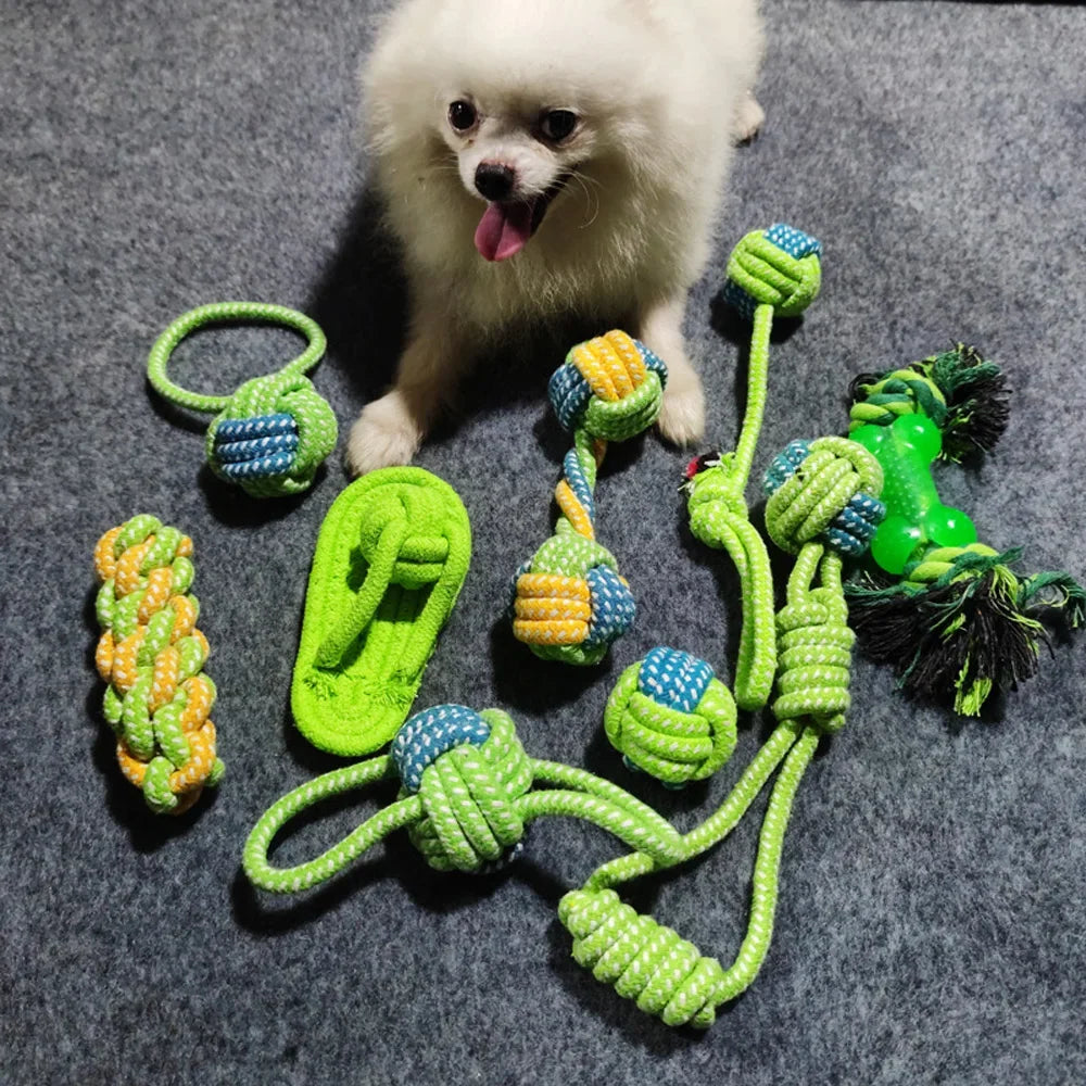 Bundled Dog Rope Toy Sets - for small dogs to chew, play fetch and tug