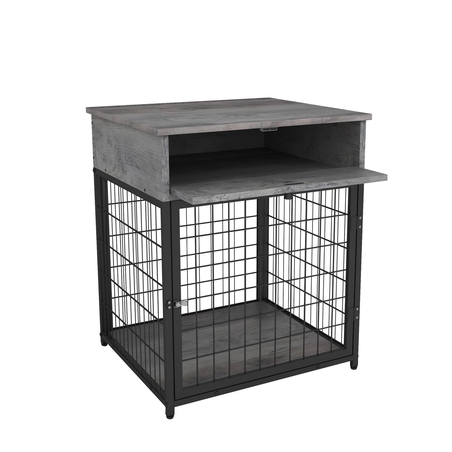 Wooden Dog Kennel / Crate Rustic Brown & Grey End Table Nightstand