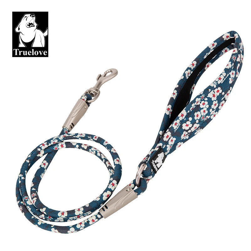 Truelove Pet Leash Floral Rope Leash for Dog and Cat Neoprene Padded Handle 100% Cotton Fabric Zinc-alloy Hook Outdoors TLL2573