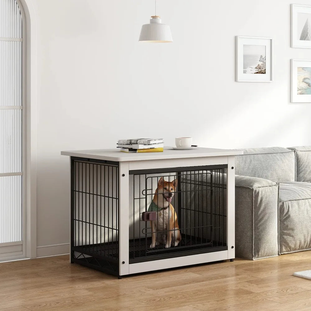 Dog Crate Furniture, Wooden Wire Dog House, Decorative Indoor Kennel