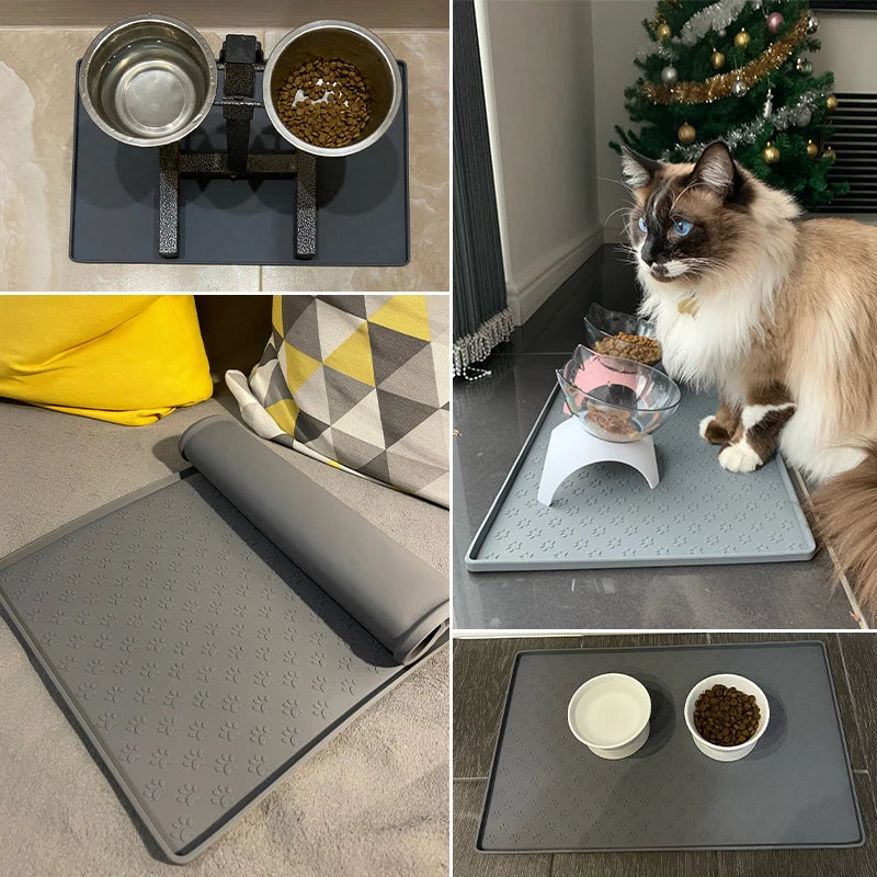 Feeding Pet Placemat Dog Food - Drinking  Silicone Waterproof Dishwasher Safe