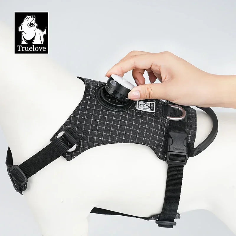 Pet Harness with LED Light and Tracker Holder, 19 Light Modes