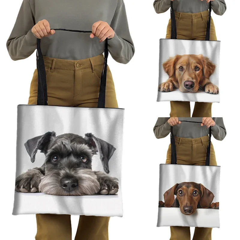 Dog Dreed Print Tote Bags