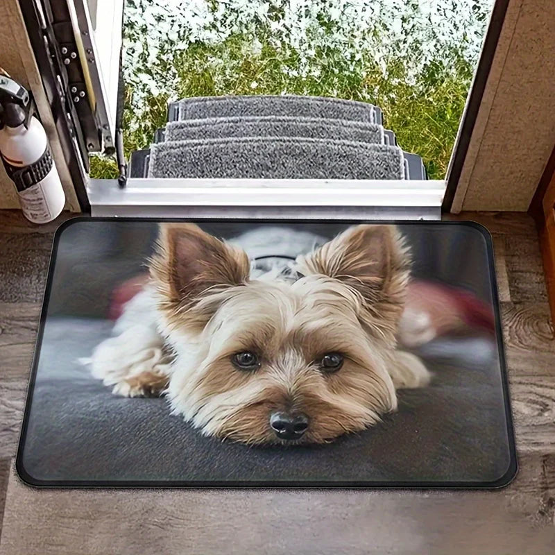 Yorkie Doormat - Soft Flannel