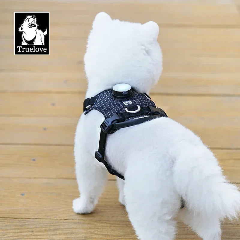 Pet Harness with LED Light and Tracker Holder, 19 Light Modes