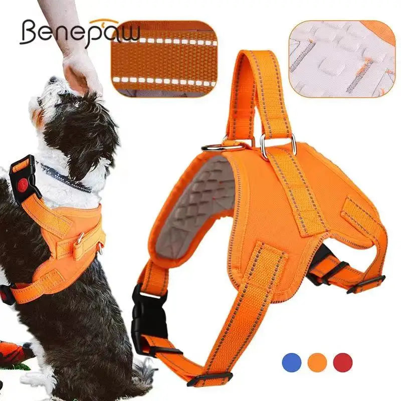 Durable No Pull Dog Harness Comfortable Adjustable Reflective Breathable Massage Pet Vest With Easy Control Handle