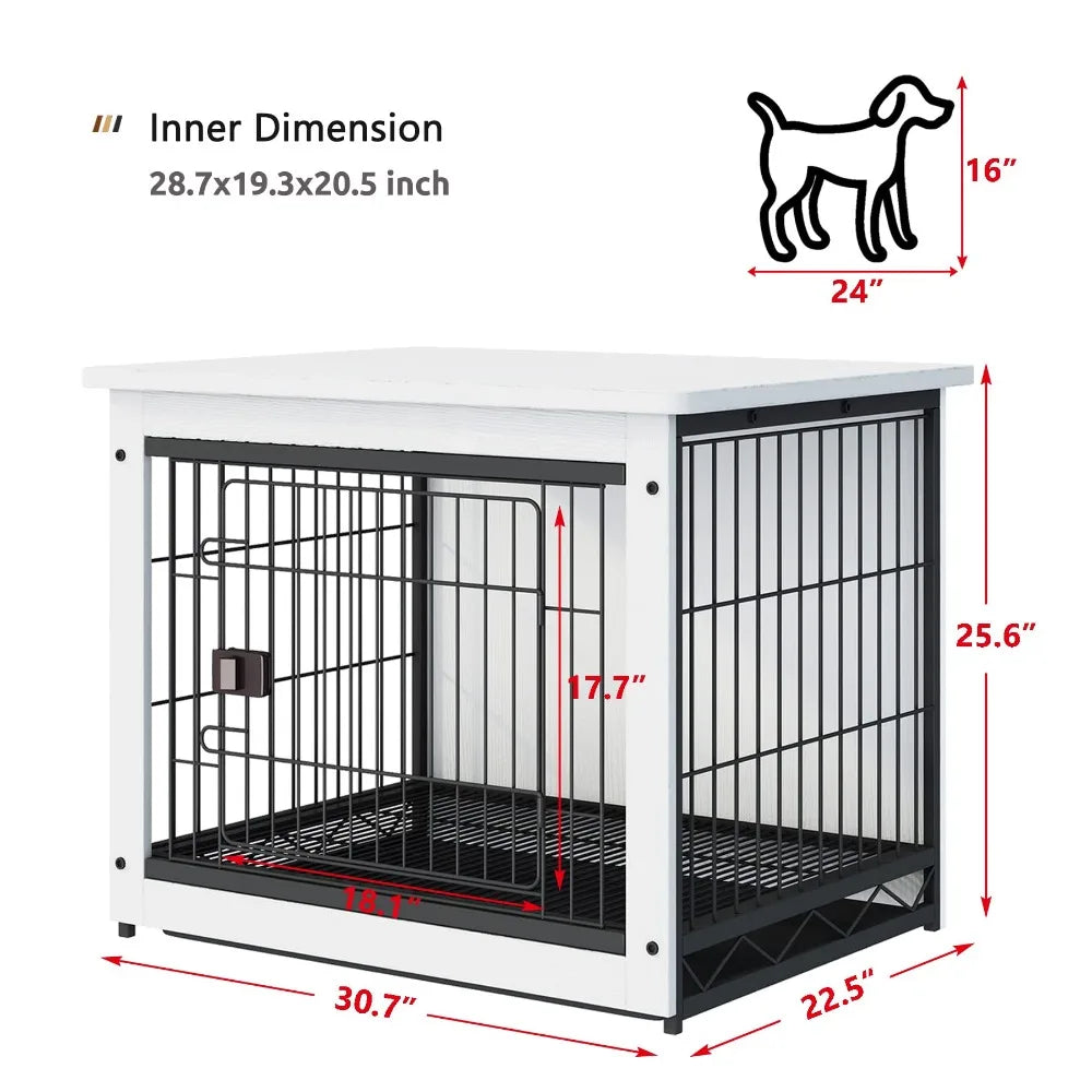 Dog Crate Furniture, Wooden Wire Dog House, Decorative Indoor Kennel