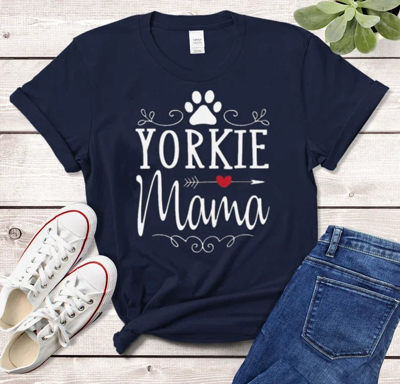 Yorkie Mama Shirt Mom Gift Clothing Life Lover Short Sleeve Tees Fashion 100% Cotton O Neck Female Clothing Plus Size Casual