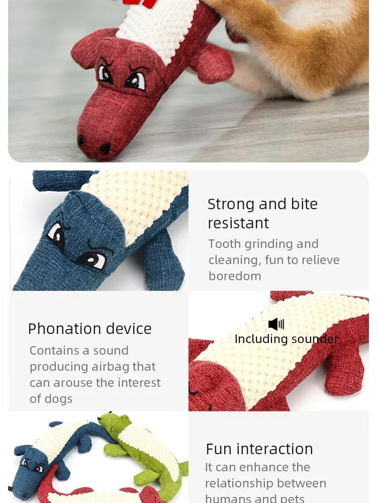 Pet Chew Toys Interactive Cartoon Animal Plush Alligator Shape Dog Sound Toy Gnawing Grinding Teeth Training Supplies