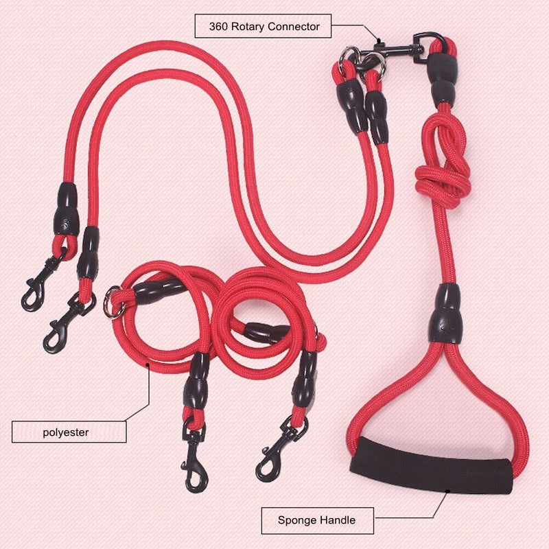 Multi Dog 2 Way 3 Way 4 Way Dog Leash System for Walking & Training