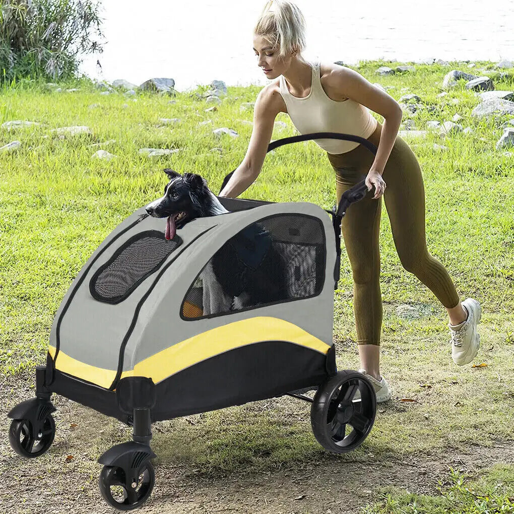 Dog Stroller Ultra-large 4 Wheels Pet Jogger up to 121 lbs