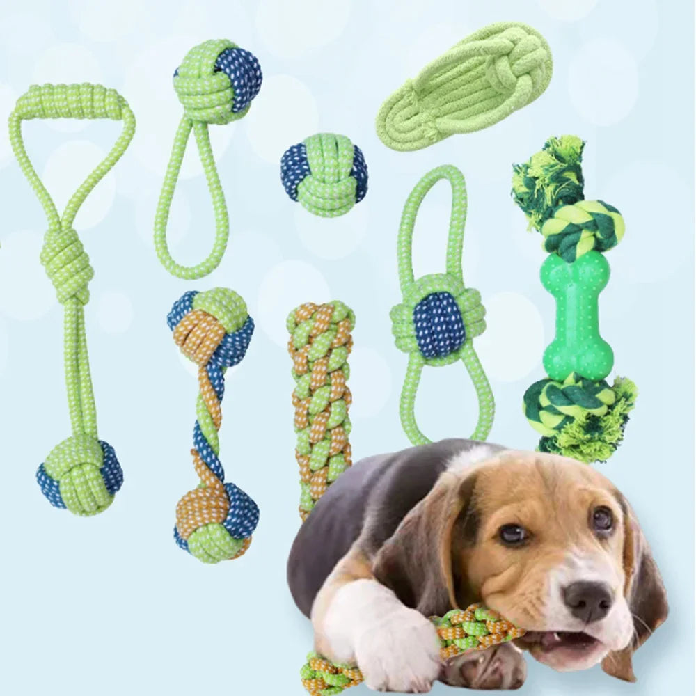 Bundled Dog Rope Toy Sets - for small dogs to chew, play fetch and tug