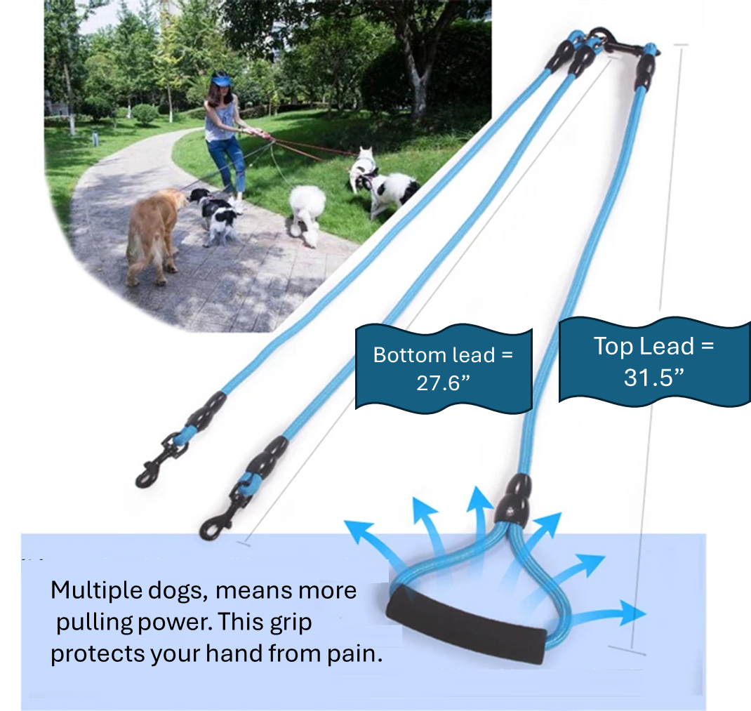 Twirl & Tangle-Free Multi-Dog Leash for 2-4 Dogs Walking Together on 1 Leash!!