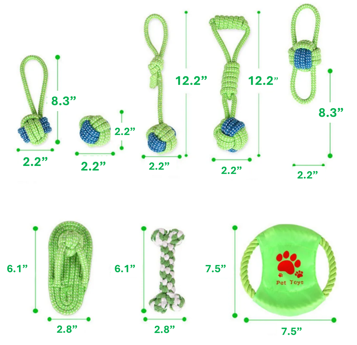 Bundled Dog Rope Toy Sets - for small dogs to chew, play fetch and tug